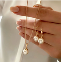 3-Teiliges Süßwasserperlen Set Ohringe & Halskette