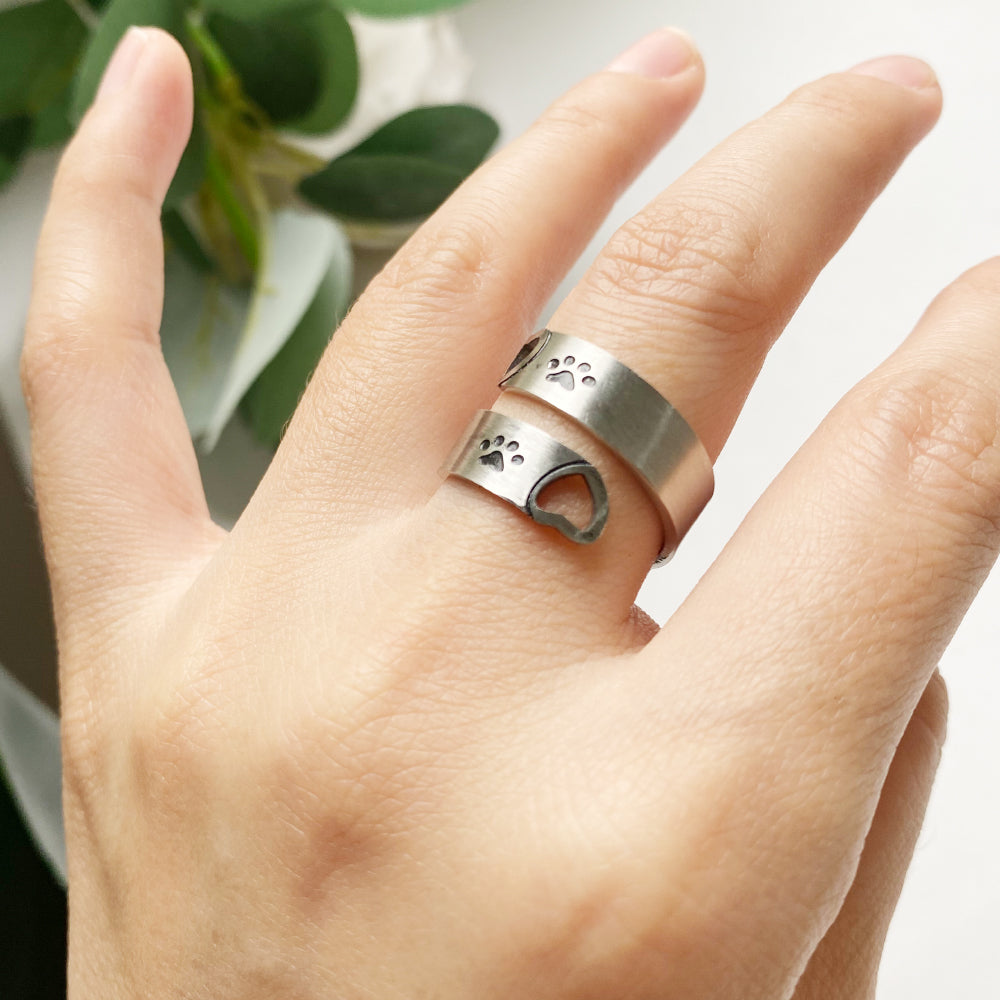 FAYAIE – Eleganter verstellbarer Pfoten- & Herz-Ring mit einzigartigem Twist-Design aus langlebigem Edelstahl