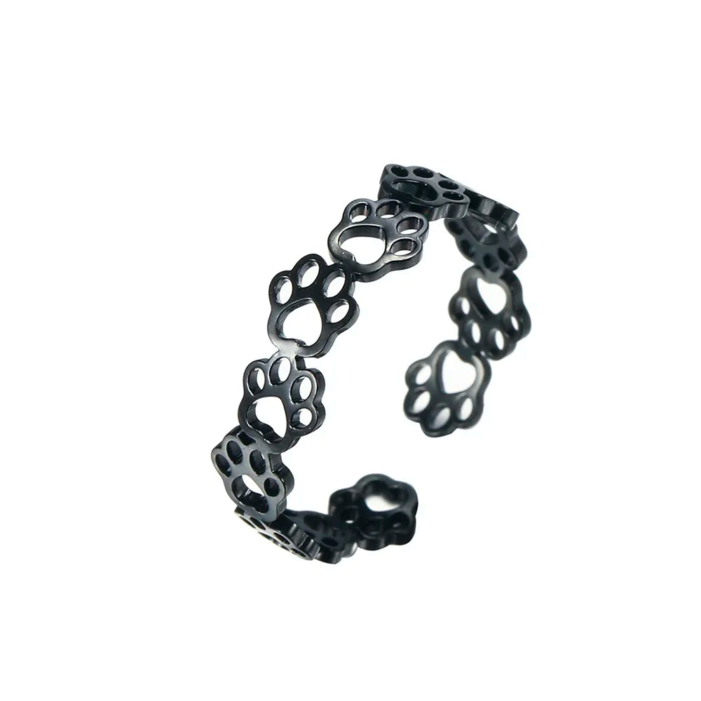 Verstellbarer Edelstahl-Pfotentattoo-Ring – Stilvoller Schmuck für Tierliebhaber